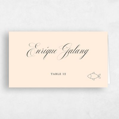 Buttercream, Beige Wedding Place Card - Azurite Fish
