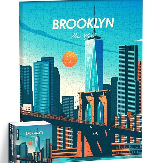 PieceRelax Puzzle Canvas Wall Art 366 Plastic Pieces for Adults - Studio Inception_Days in New York - Brooklyn - Unique Gift & Home Décor with Jigsaw Puzzle Artwork for Living Room Bedroom [HN1402]