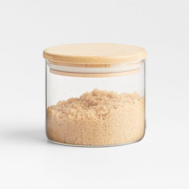 Small Round Glass Storage Container with Bamboo Lid