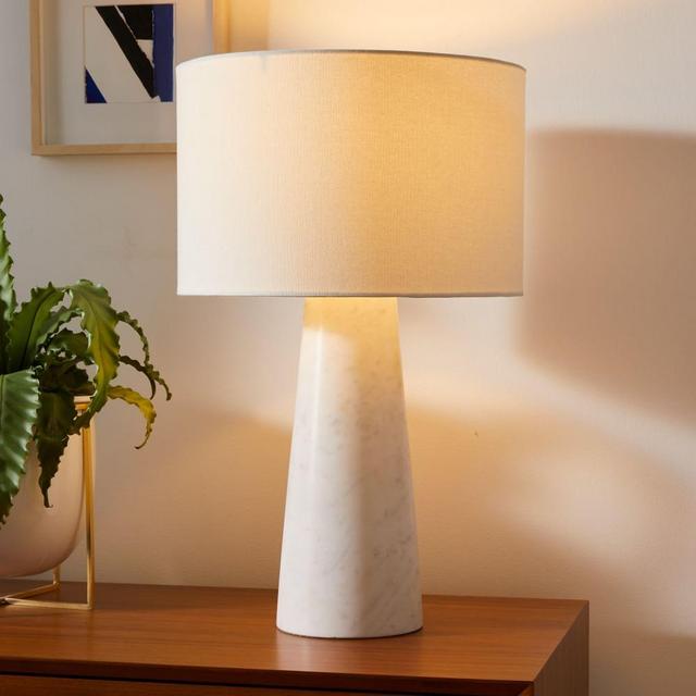 Foundational Marble Table Lamps, 22", White, Set of 2