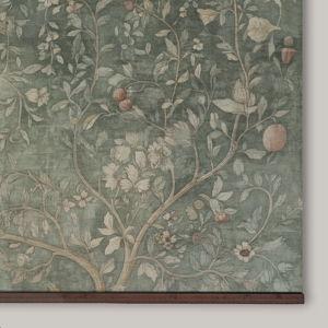 Vintage Botanical Wall Tapestry in Sage Green – Nature-Inspired Floral Art with Wood Hanger - 32" H x 48" W