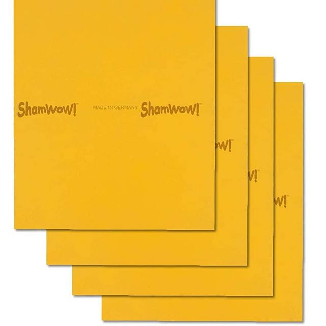 The Original Shamwow - Super Absorbent Multi-Purpose Cleaning Shammy (Chamois) Towel Cloth, Machine Washable, Will Not Scratch, Orange (4 Pack)