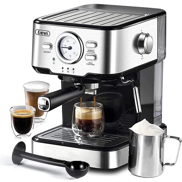 Espresso Machine 15 Bar Pump Pressure, Expresso Coffee Machine With Milk Frother Steam Wand, Espresso and Cappuccino Maker For Home Barista, 1100W, Black