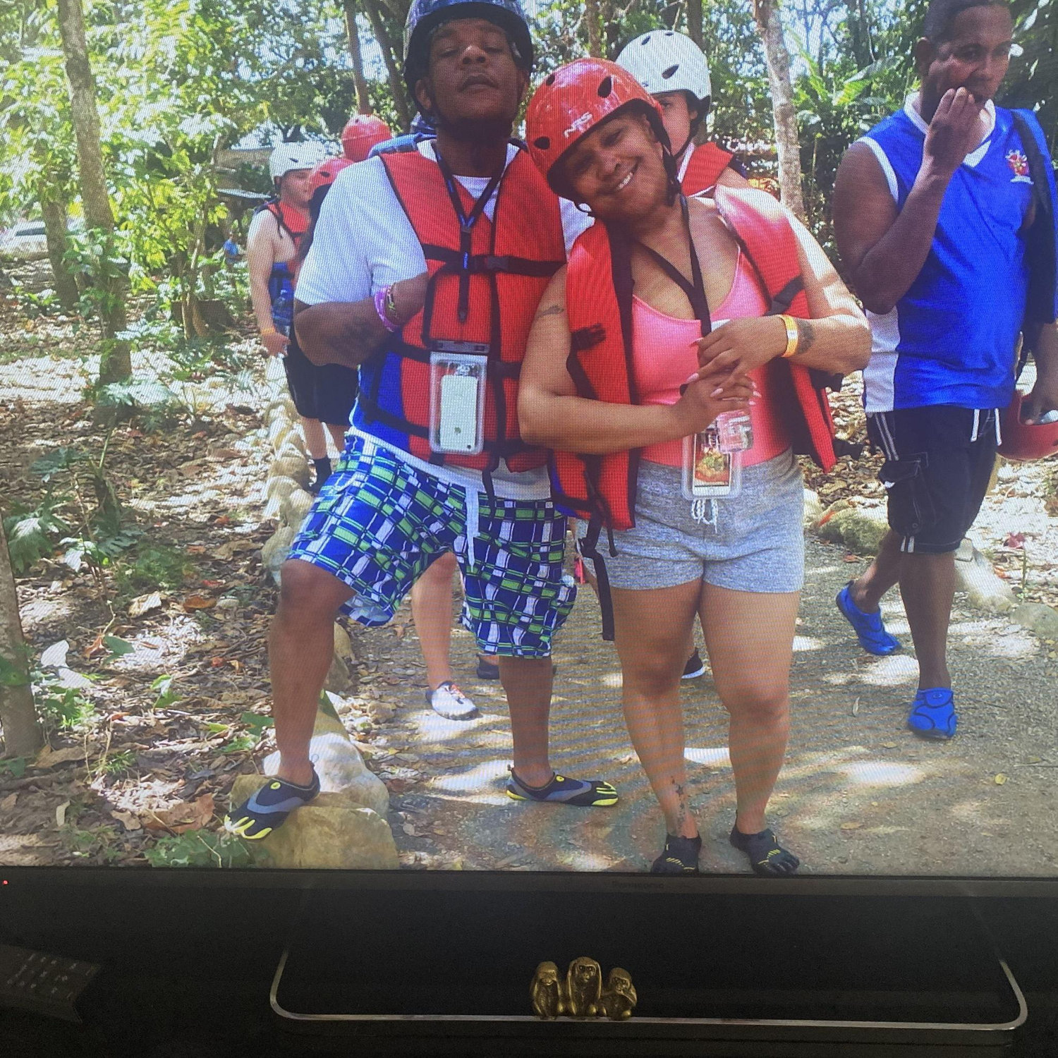 2018 Our 1st trip outta the country Dominican Republic. Sha booked a cave hike and didn't know we have to dive our way down and of course I can't swim lol.