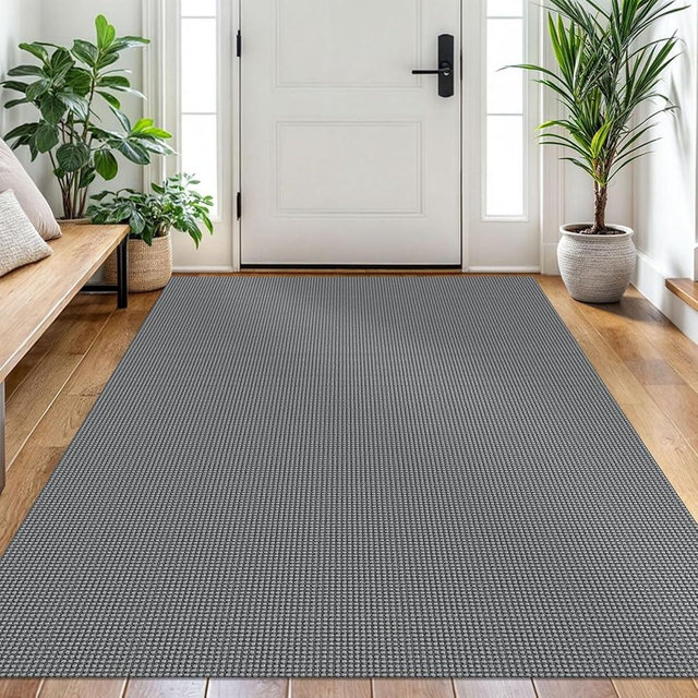 EARTHALL Woven Area Rug 4x6 Ft Washable Rugs for Entryway Non Slip Braided Throw Rugs Bedroom Carpet Cotton Entry Rug Cotton Floor Carpets for Bedroom Dining Room Living Room, Dark Gray