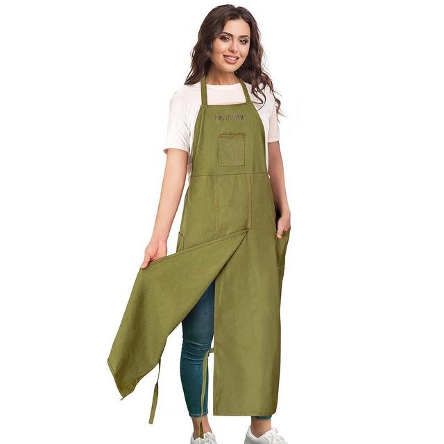 Potterhyme Full Coverage Pottery Apron Split Leg - 100% Cotton Canvas Potter's Aprons with Pockets for Women & Men - Ceramics Smock for Wheel Throwing Clay, Woodturning, Painting, or Tattoo Artists