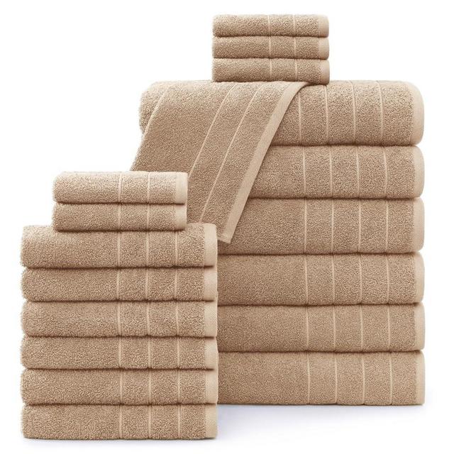 Casa Platino 18 Pcs 100% Cotton Towel Set - Soft, Absorbent & Perfect Family Set - 6 Bath, 6 Washcloths, 6 Hand Towels for Bathroom - Ideal for Home, Spa & Gym - Quality You Can Trust - Beige