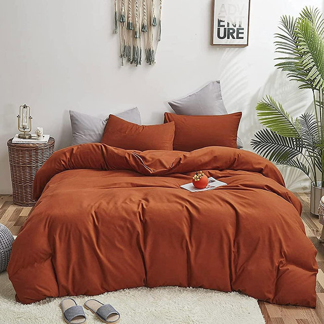 Houseri Burnt Orange Duvet Cover King Rust Bedding Sets Terracotta Duvet Cover Set Dusty Orange Bedding Duvet Caramel Women Men Boys Girls Reddish Brown Bed Duvet Covers King Size