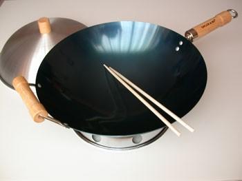 4-Piece Natural Nonstick Round Bottom Wok Set