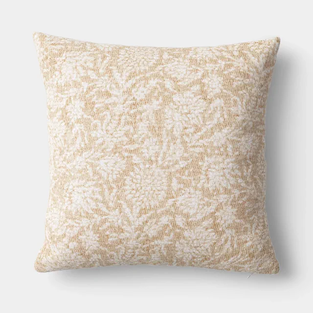 Square Floral Throw Pillow Beige - Threshold™