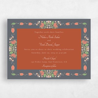 Light Rust, Orange Wedding Invitation - Suraya Landscape