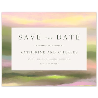 Green Boho Wedding Digital Save the Date - Highland Landscape