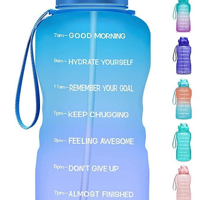 Fidus Large 1 Gallon/128oz Motivational Water Bottle with Time Marker & Straw,Leakproof Tritan BPA Free Water Jug,Ensure You Drink Enough Water Daily for Fitness,Gym and Outdoor Sports