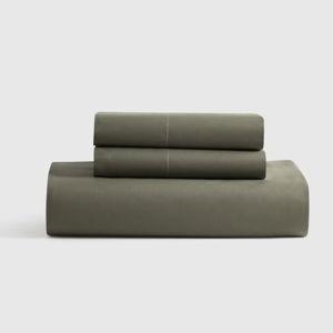 Classic Organic Percale Fitted Sheet Set in Dusty Olive