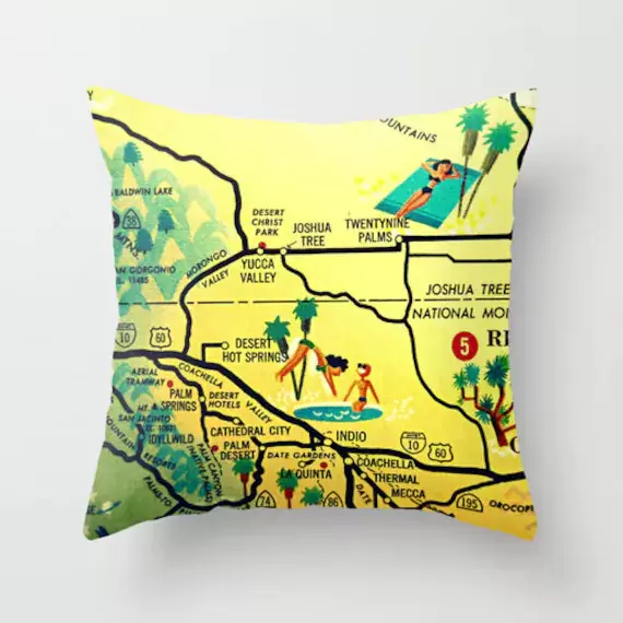 Palm Springs/Joshua Tree Map Pillow Covers 18x18