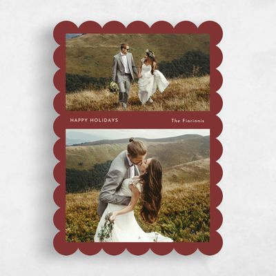 Red Scalloped Holiday Card - Denton