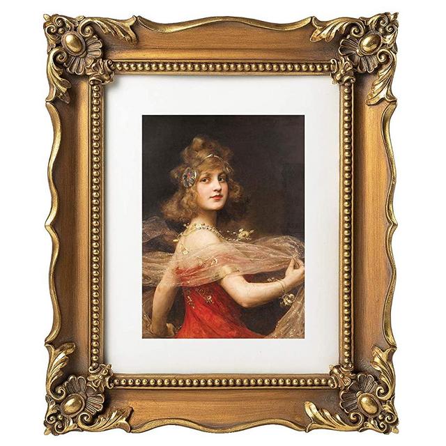 ASOWIN 8x10 Vintage Picture Frame with Embossed Flower Design,Antique Frames for 8 × 10 or 5 × 7 Photos with White Mat,Wall & Tabletop Décor Frame,Bronze…