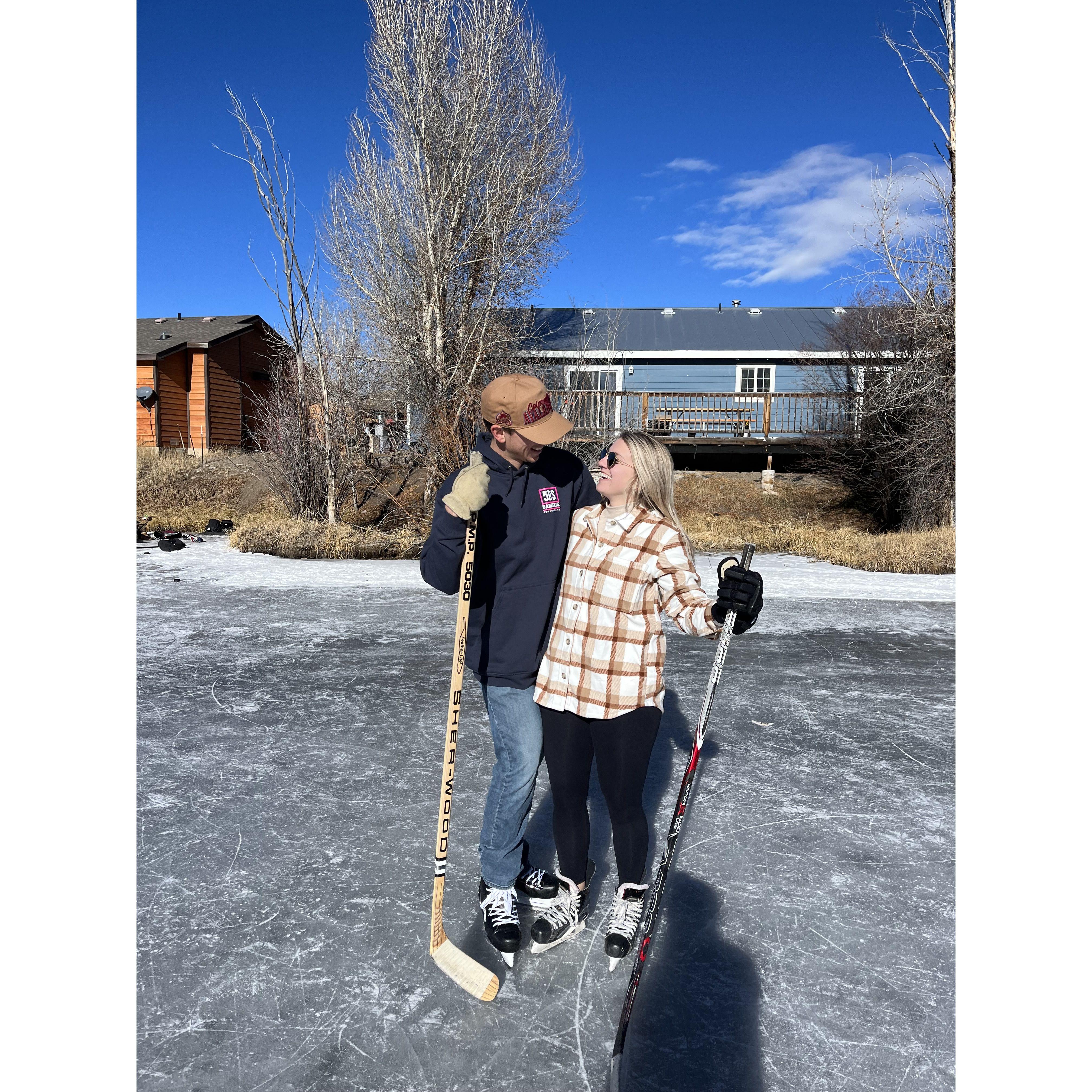 Christmas 2023 after Ed got his first pair of Ice skates!