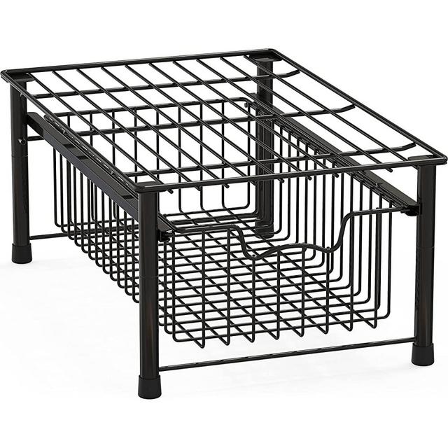 SimpleHouseware Stackable Basket Drawer, Black