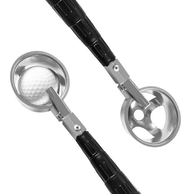 FINGER TEN Golf Ball Retriever Pole for Water Telescopic 18 Feet 15 Foot 12 Ft with Golf Ball Cleaner Pouch, Golf Ball Grabber Picker Hinged Cup Retractable Stainless Steel Shaft