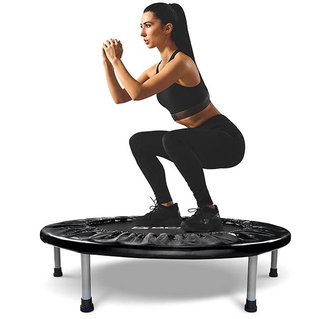 BCAN 38" Foldable Mini Trampoline, Fitness Trampoline with Safety Pad, Stable & Quiet Exercise Rebounder for Kids Adults Indoor/Garden Workout Max 300lbs