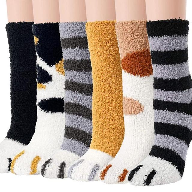 Ginmewrae Women Fuzzy Socks Cozy Soft Fluffy Cute Animal Slipper Socks Sleeping Warm Socks Christmas Gift for Girls