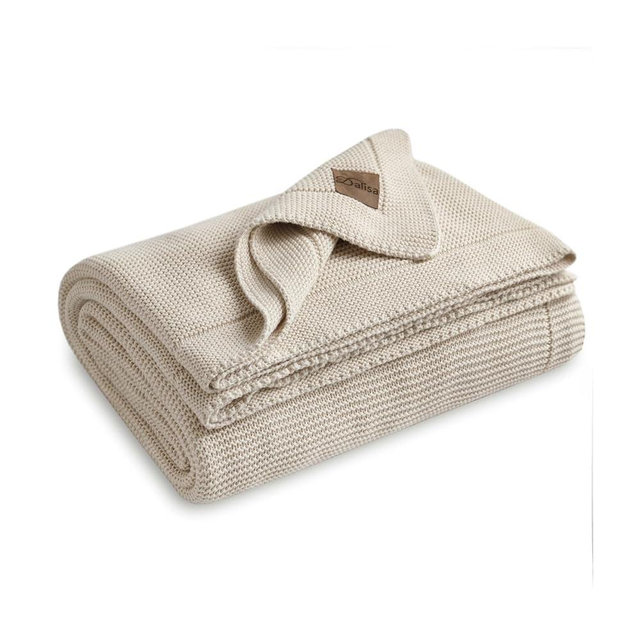 Dalisa 100% Organic Turkish Cotton Throw Blanket - GOTS Certified, Cozy - Perfect for Couch, Bed, and Home Decor - Boho Vintage Knit Alina (Earth Ivory, 60x80)