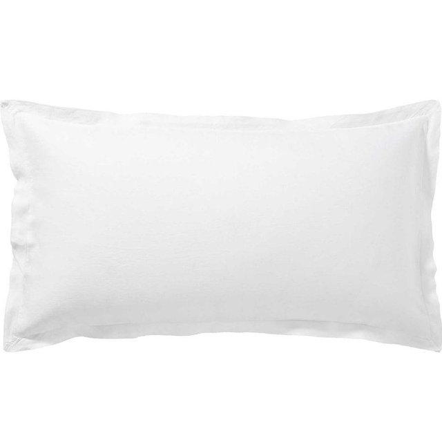 White Belgian Flax Linen Double Flange King Shams, Set of 2