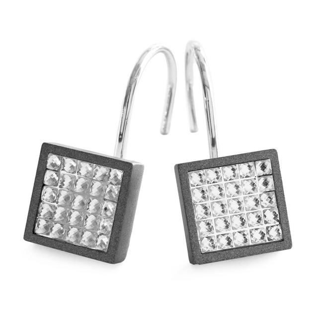 Glitz Aluminum Shower Curtain Hooks in Grey/Charcoal (Set of 12)