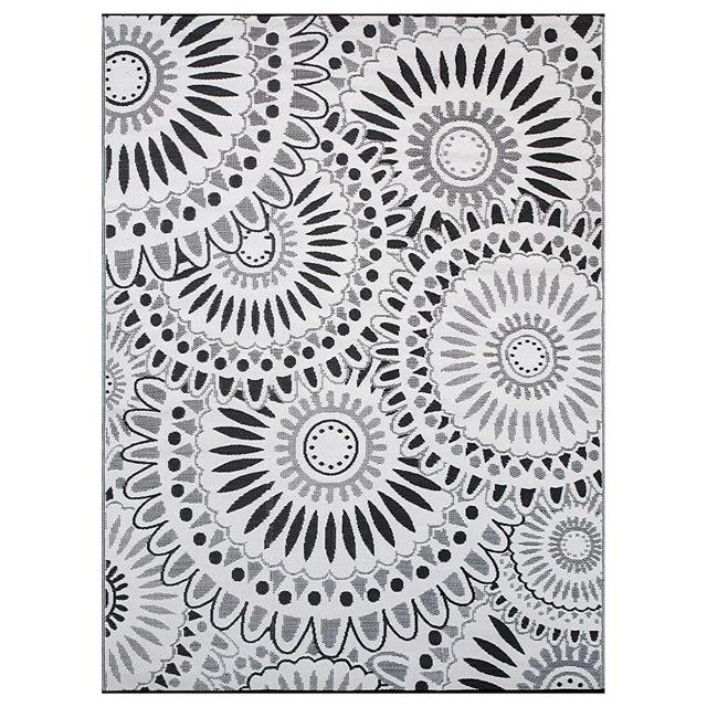 SMM005 Reversible Indoor/Outdoor Plastic Rugs,Easy to Clean Outdoor Patio Mats-（Grey，8x10）