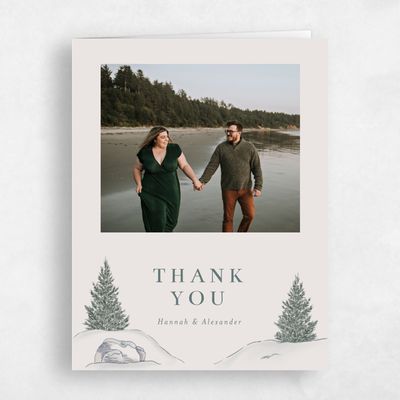 Light Greige, Beige Wedding Thank You - Auburn Photo