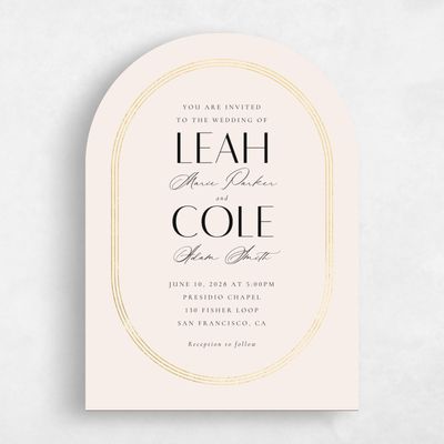 Beige Arch Wedding Invitation - Tatum Portrait Foil