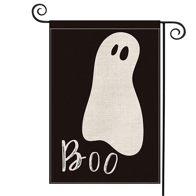 AVOIN Halloween Boo Garden Flag Vertical Double Sided Ghost Spooky, Holiday Yard Outdoor Decoration 12.5 x 18 Inch