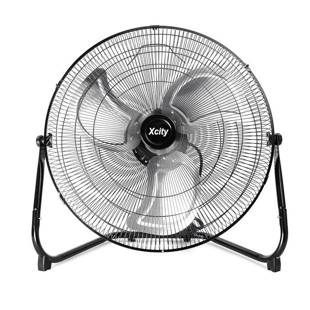 Xcity 18 Inch Industrial Floor Fan, 3-speed High Velocity Heavy-Duty Standing Fan, 180°Adjustable Tilt, Metal Construction and Aluminum Blades for Warehouse, Workshop, Factory, Garage, Black