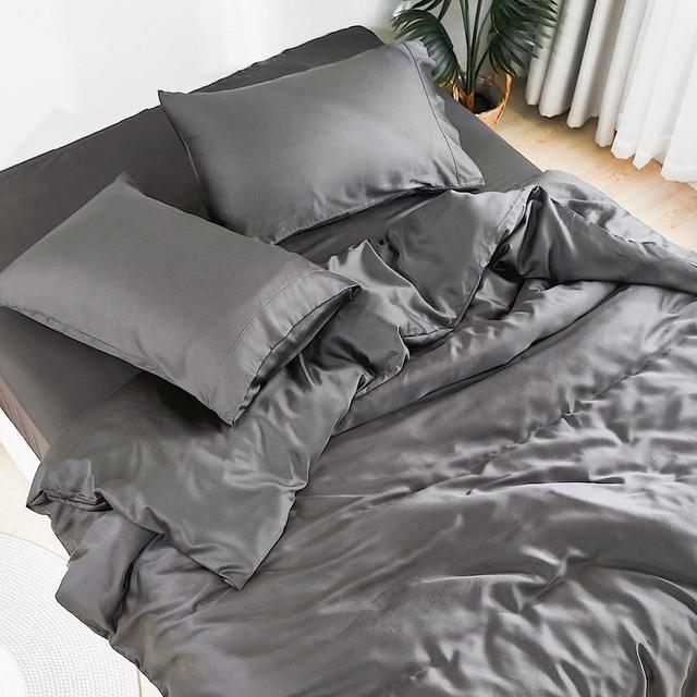 DOZ by SIJO 100% Organic Bamboo Sheet Set, Buttery Soft, Cooling for Hot Sleepers, Silky Breathable, Oeko-TEX, High GSM, 16" Deep Pockets - 4pc - 2 Pillowcases 1 Fitted 1 Top Sheet (Storm, King)