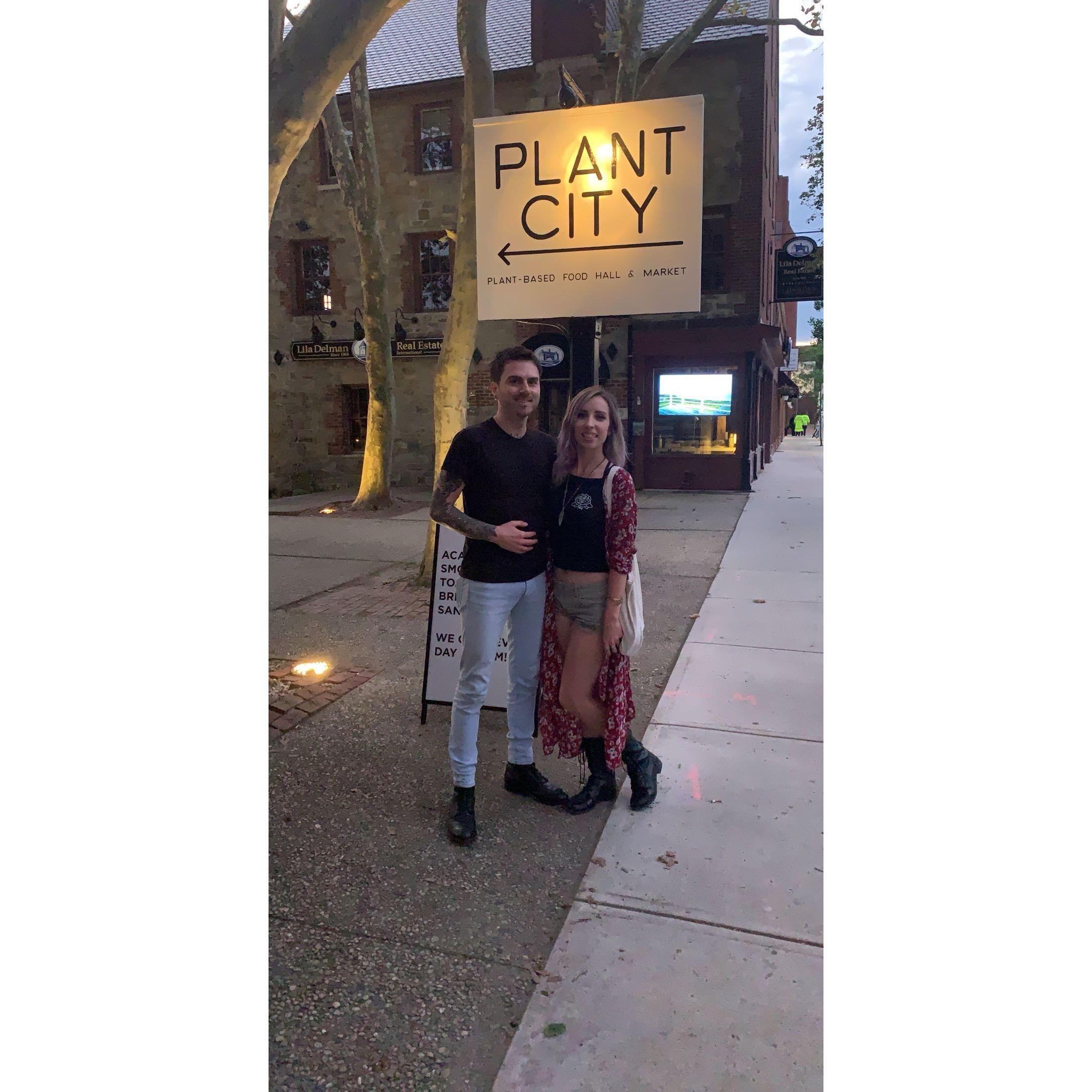 Taken on our first trip together and the day before we got together. Visiting one of our favorite vegan restaurants in Rhode Island.