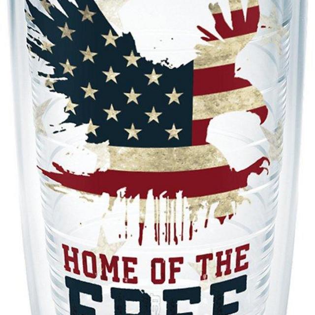 Tervis Made in USA Double Walled Home of the Free Because of the Brave Insulated Tumbler Cup Keeps Drinks Cold & Hot, 16oz - No Lid, Clear