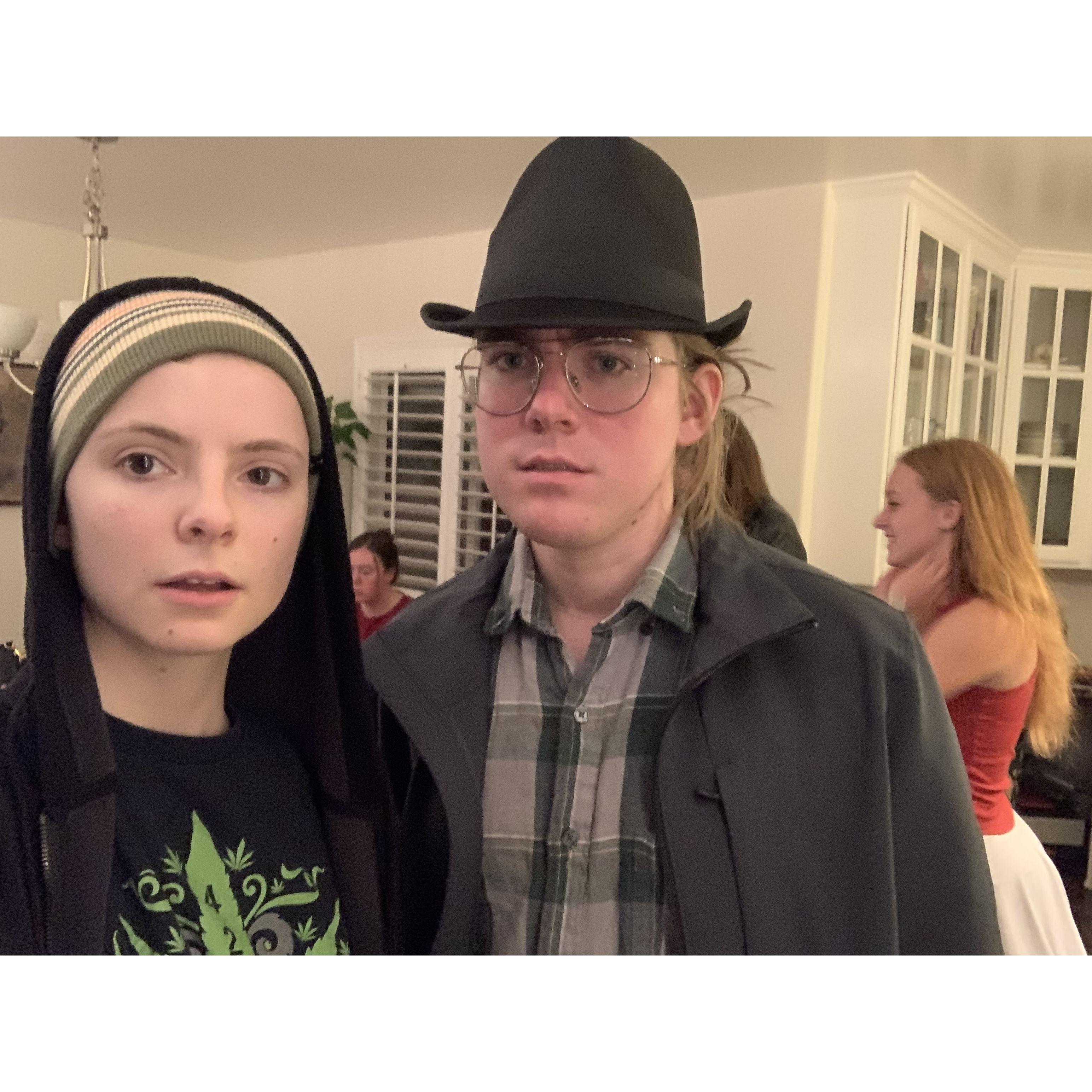 Our 2024 Halloween Costumes. Jesse Pinkman and Walter White from Breaking Bad.