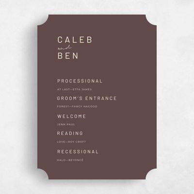 Brown Ticket Wedding Program - Garret