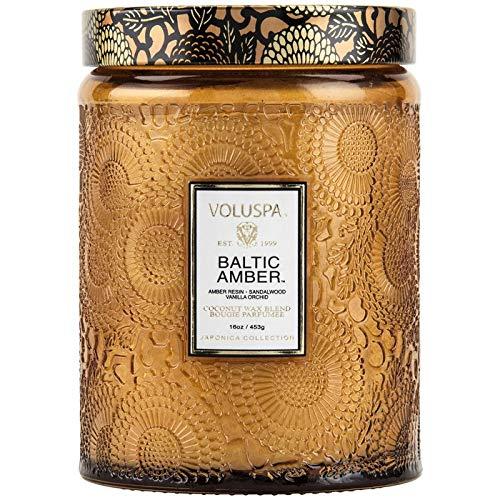 Voluspa Baltic Amber Large Jar Candle | 18 Oz | All Natural Wicks and Coconut Wax for Clean Burning