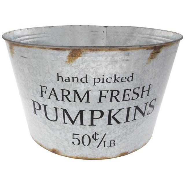 Farm Fresh Pumpkins Galvanized Metal Container
