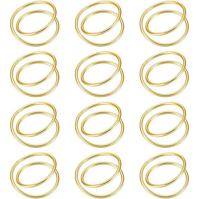 12 Pieces Gold Napkin Rings Metal Spiral Napkin Rings Buckles Simple Alloy Napkin Rings Serviette Napkin Holder Ring for Weddings, Receptions, Dinner Party, Banquet, Buffet Table Decor (Gold)