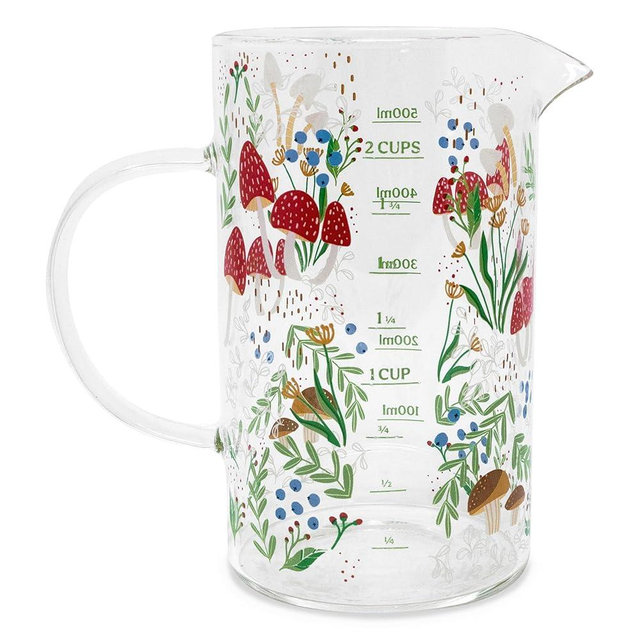Steel Mill & Co Small Mushroom Measuring Cup for Liquid, 500 mL Glass Beaker, Cottagecore/Hippie/Fairycore Kitchen Accessories, Mushroom
