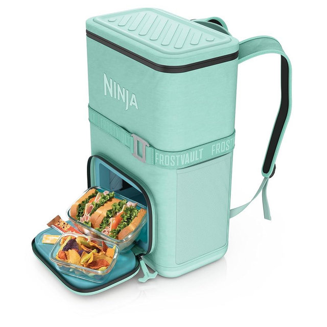 Ninja | Backpack Cooler | FrostVault Go Can Soft Cooler | Leakproof Zipper with Built in Can Opener, 2 Ice Packs & Dry Storage Drawer | for Hiking, Camping & More | 24/36 Can