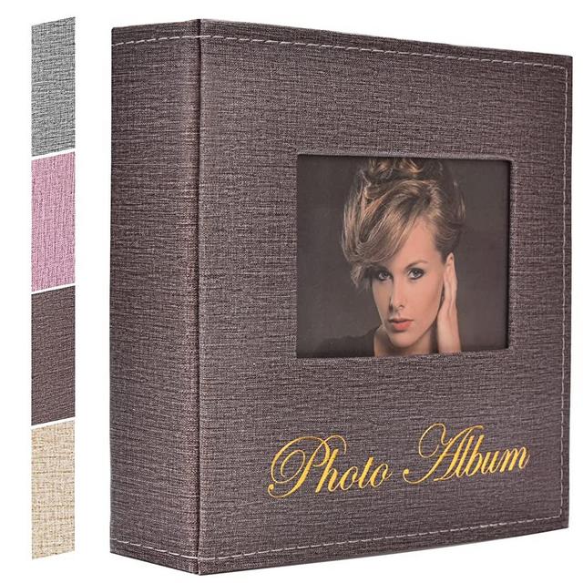 Kingth Wedding Album 4x6 200 Pictures Exquisite Leather Photo Book Small Photo Album with Insert Pockets for Anniversary Valentine's Day Family Travel Commemorating Book Present (Brown, 200 Pockets)