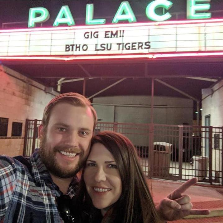 Where we first said, "I Love You".  In front of one of my families old movie theaters in Bryan, TX.