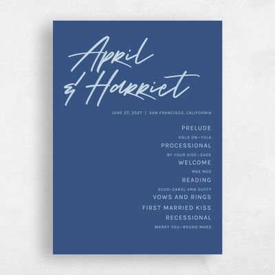 Dusty Cobalt, Blue Wedding Program - Bahama