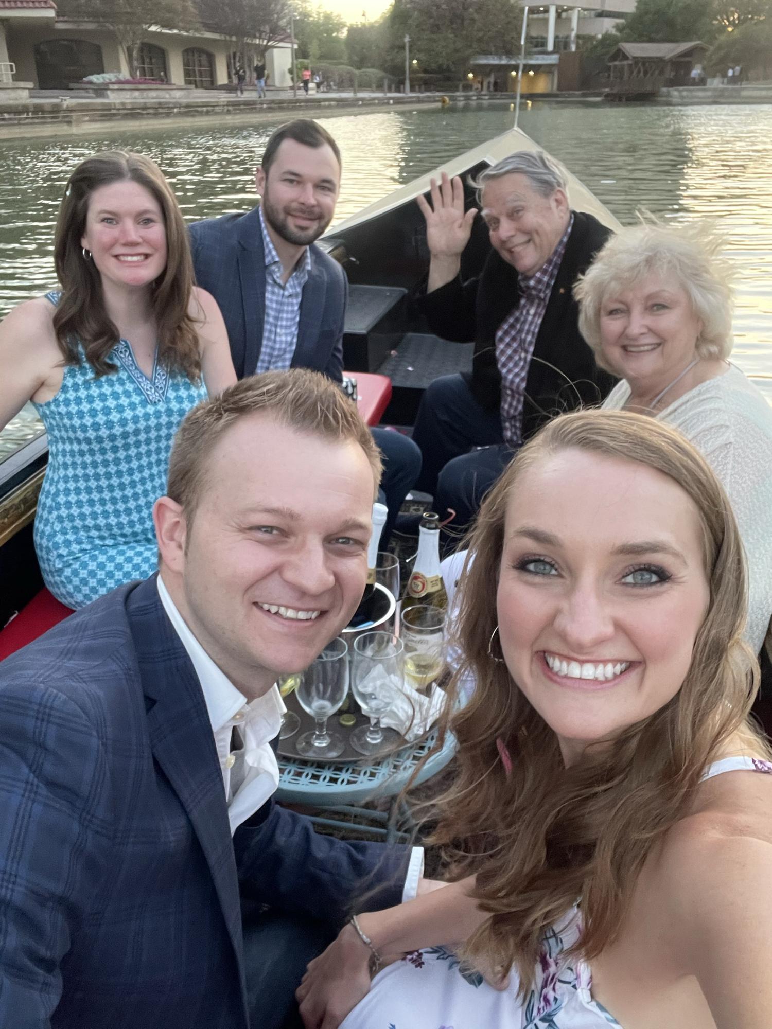 Parents, best friends, and us on our engagement gondola ride!