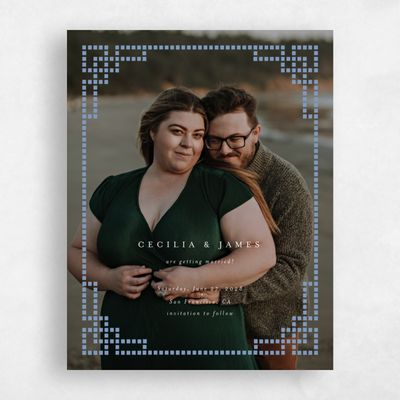 Denim Blue Pattern 1 Wedding Save the Date - Clover Photo