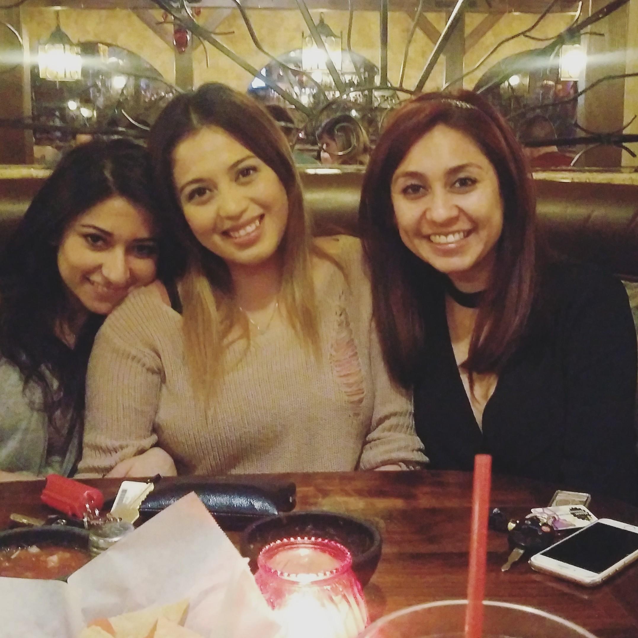 aya with bridesmaids, bettie and vanessa.